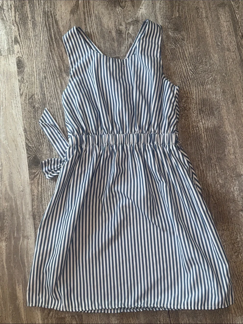 Habitual Blue and White Striped Wrap-Style Kids Dress